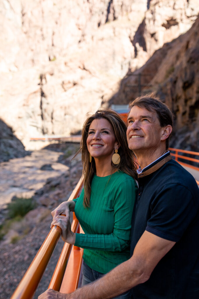 Colorado Couple riding the Open Air Car Royal Gorge Route Colorado Couple riding the open air car aboard the Royal Gorge Route Railroad